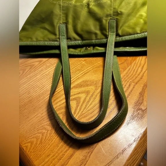 Prada Green Nylon Tote w/ Leather Trim - Picture 3 of 12